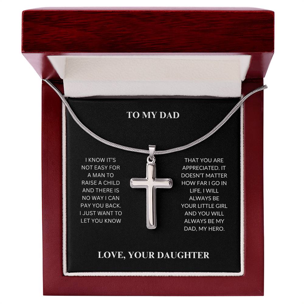 Dad - Loving Father - Stainless Cross Necklace