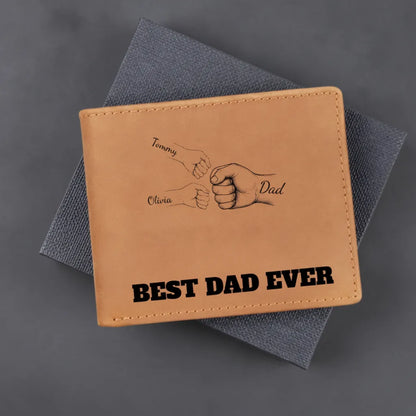Best Dad Ever Father's Day Gift Custom Kids' Names - Personalized Leather Wallet