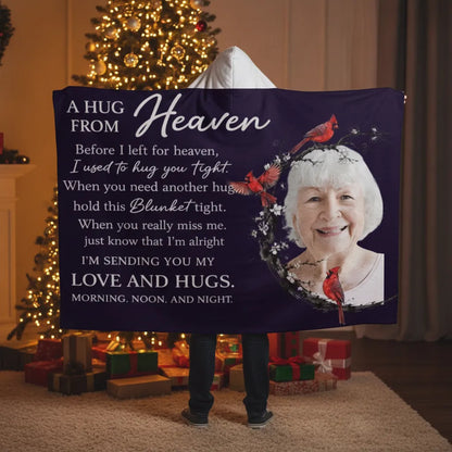 A Hug From Heaven - Personalized Hooded Sherpa Fleece Blanket