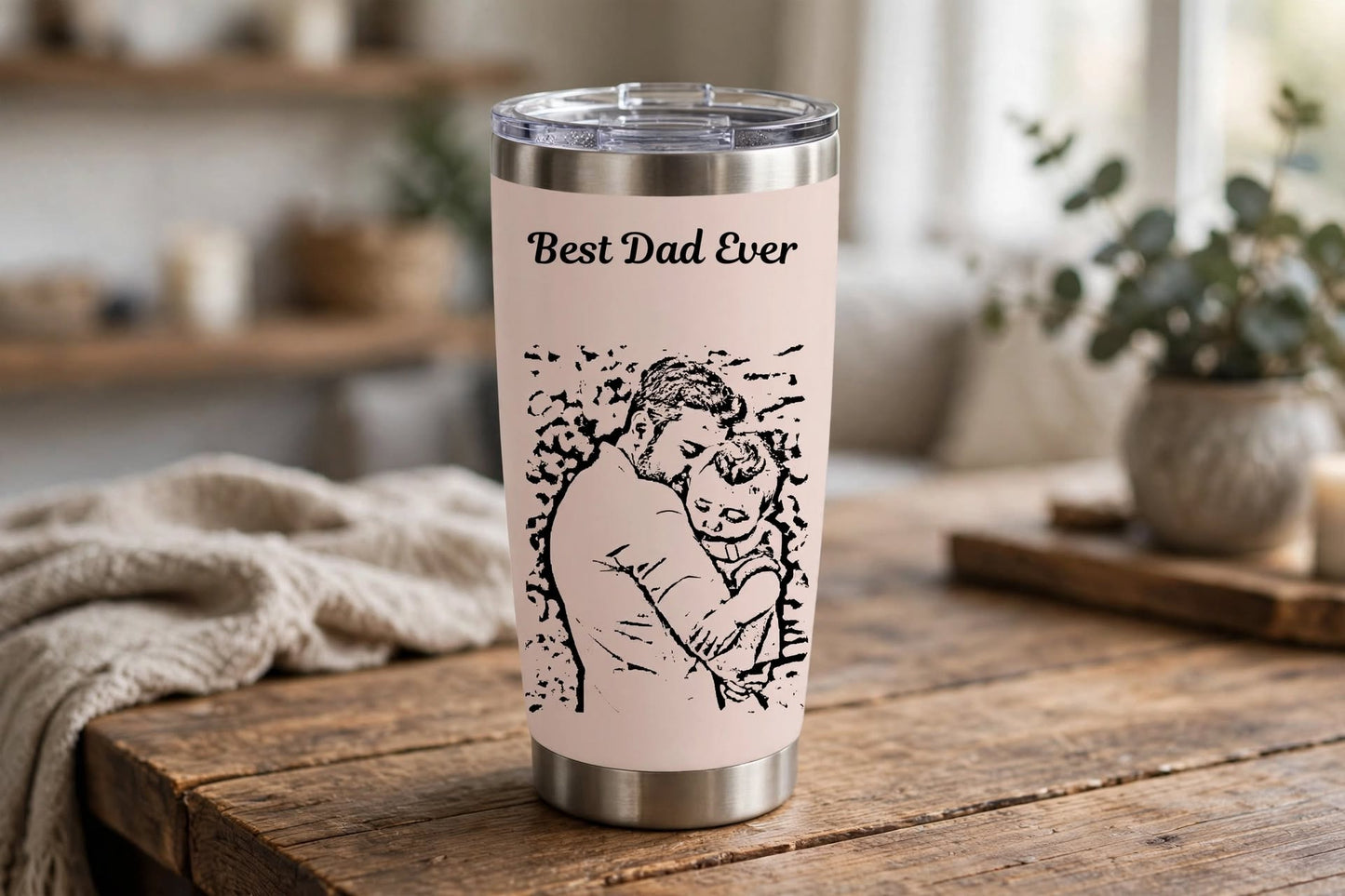 Custom Photo Sketch Art Father's Day Gift For Dad, Husband, Grandpa - Personalized Tumbler Cup