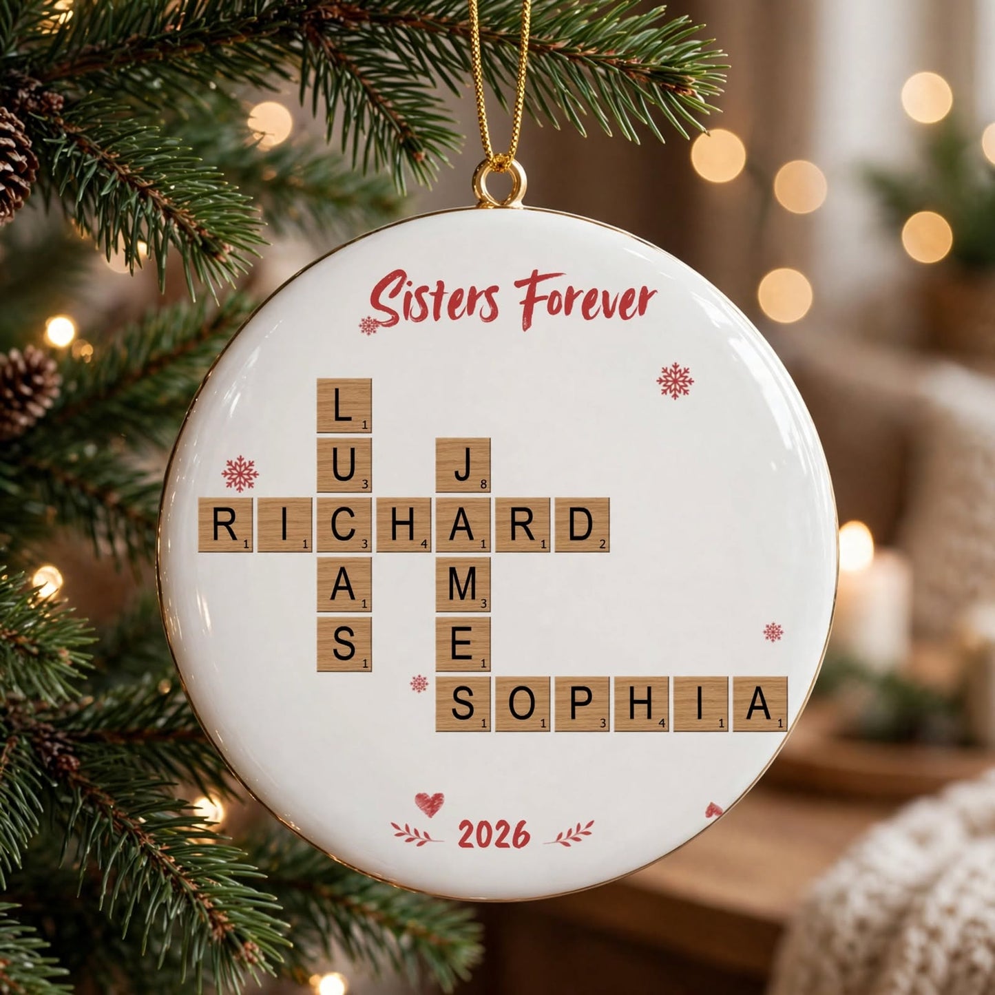 Family Forever New Version Custom Scrabble-Style - Personalized Ornament