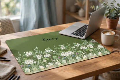 Custom Birth Flower & Name For Her, Coworkers, Friends, Teacher - Personalized Desk Mat