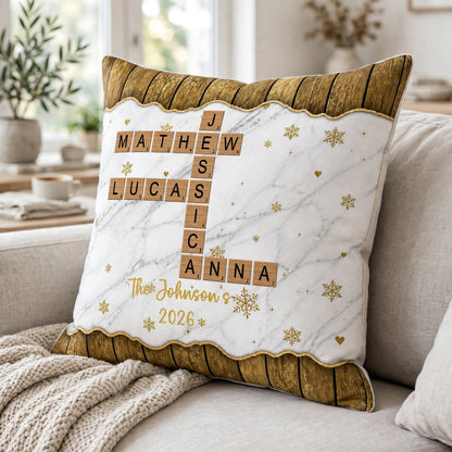 Family Name Scrabble Christmas - Personalized Pillow