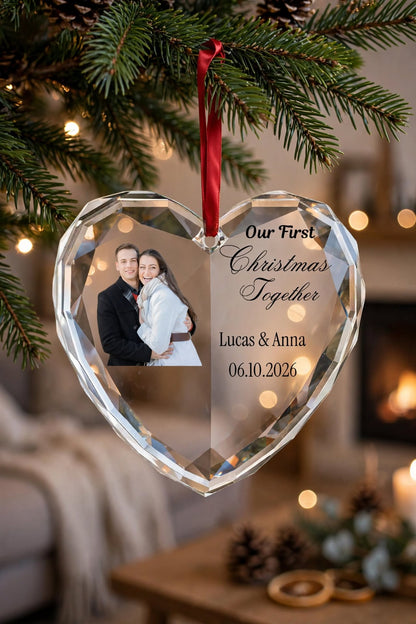 Our First Christmas Married As Mr & Mrs - 1st Xmas Together - Personalized Acrylic Photo Ornament