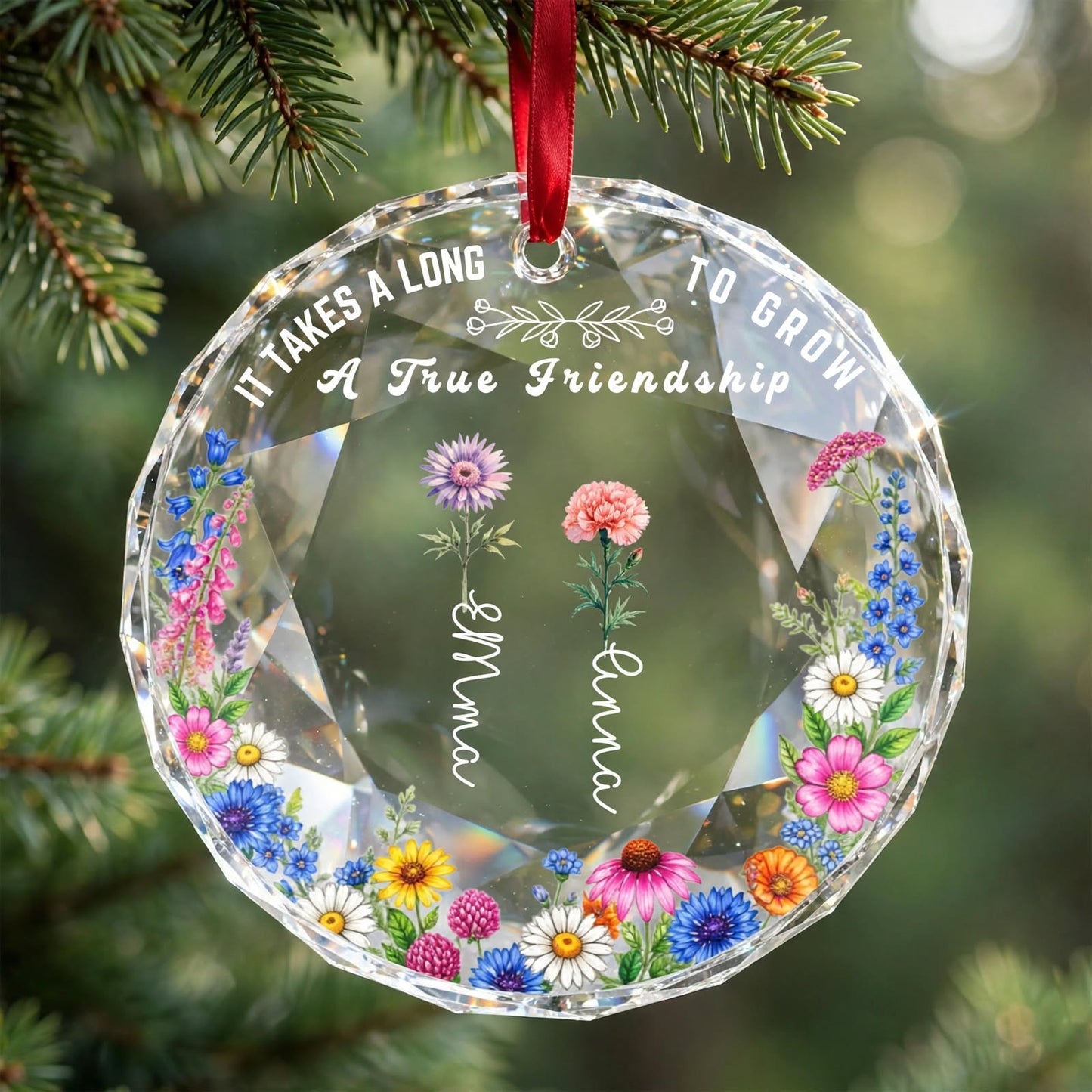 It Takes a Long Time to Grow Old Friends – Personalized Glass Ornament