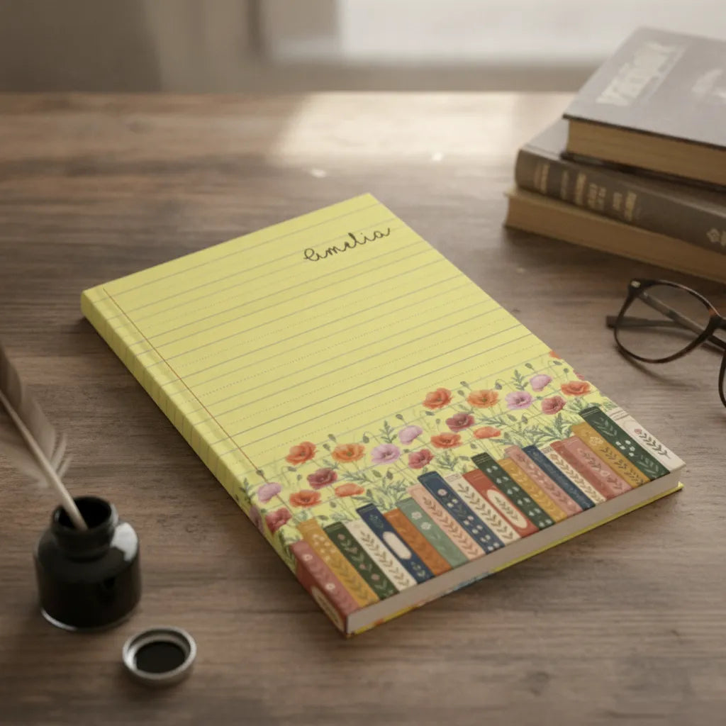 Custom Name & Birthflower For Book Lovers - Personalized Notepad