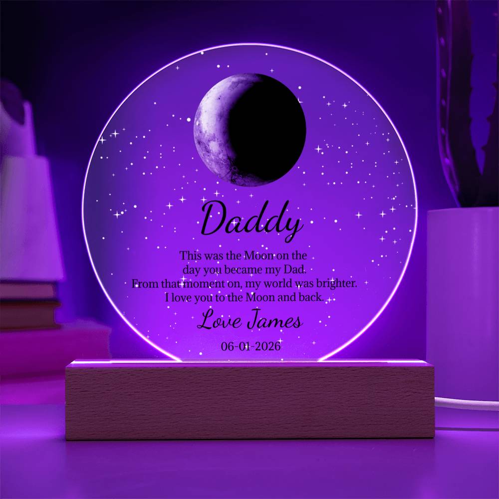 Father's Day Gifts, Custom Moon Phase By Date Gift For Dad Father's Day Keepsake - Personalized Night Light