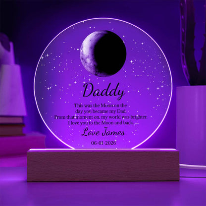 Father's Day Gifts, Custom Moon Phase By Date Gift For Dad Father's Day Keepsake - Personalized Night Light