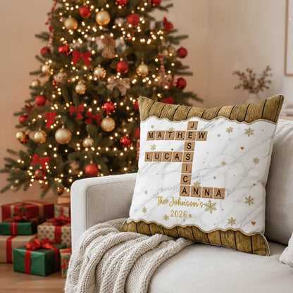 Family Name Scrabble Christmas - Personalized Pillow