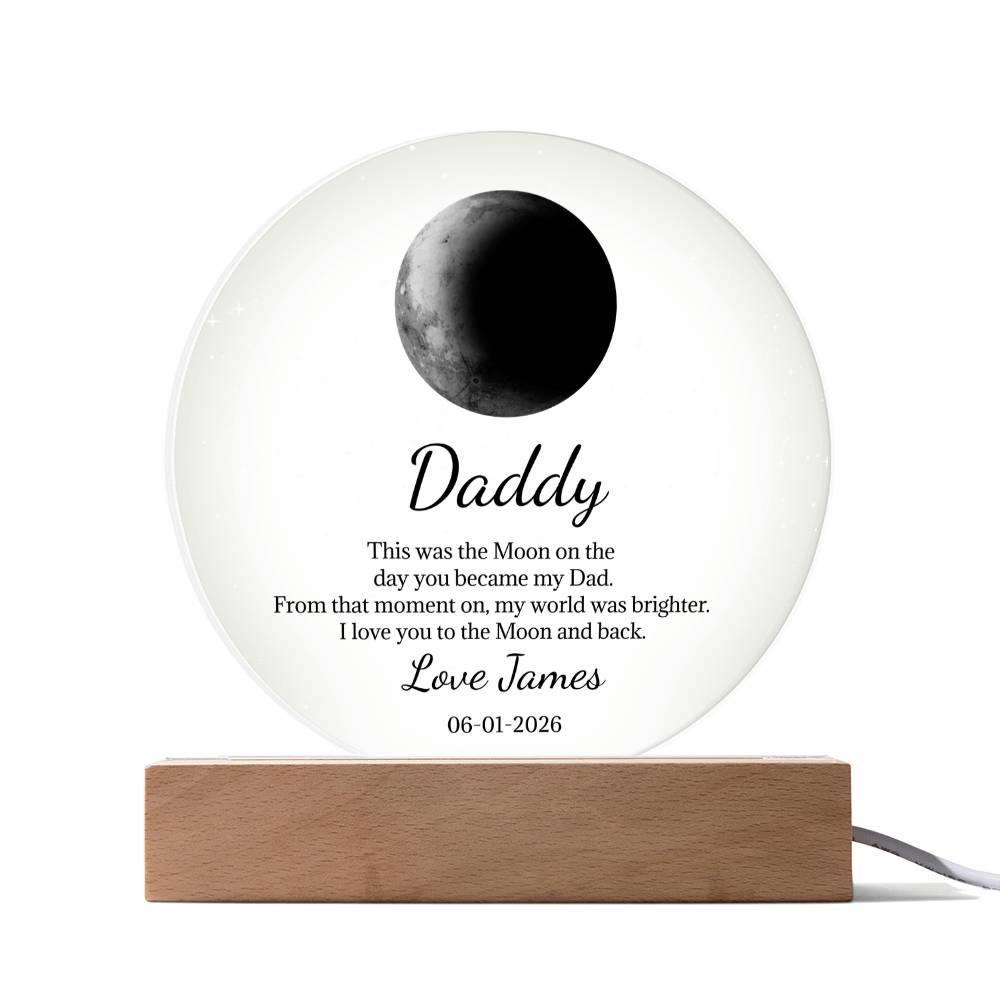 Father's Day Gifts, Custom Moon Phase By Date Gift For Dad Father's Day Keepsake - Personalized Night Light