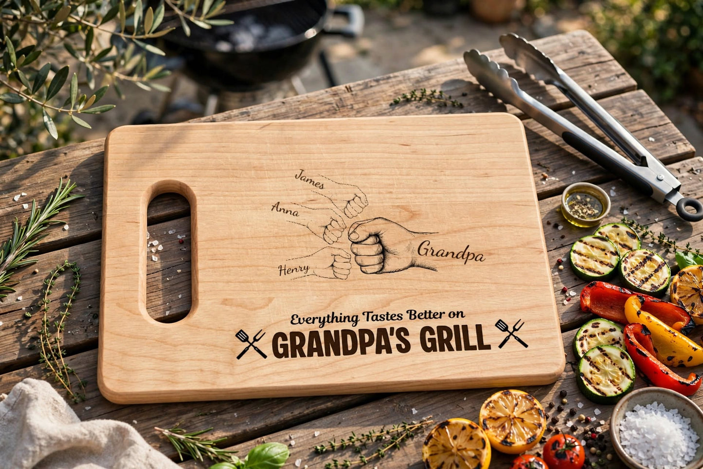 Everything Tastes Better on Daddy's Grill - Personalized Cutting Board