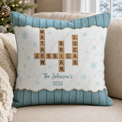Family Name Scrabble Christmas - Personalized Pillow