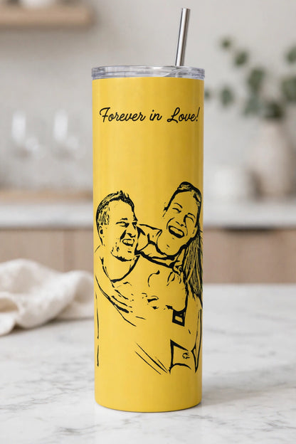 Couple Photo Sketch Personalized Tumbler