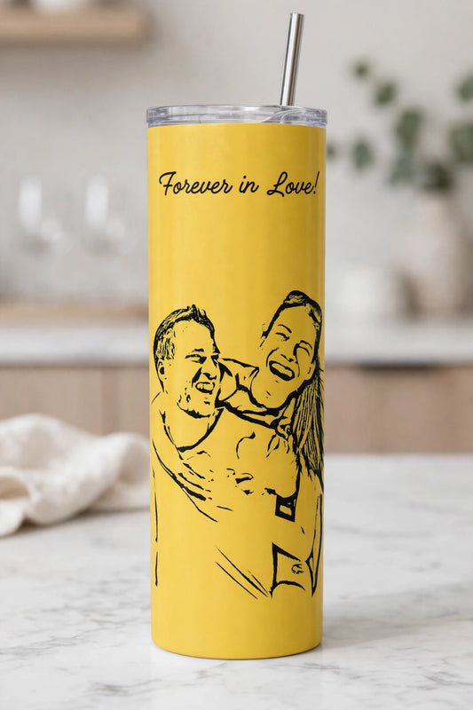 Couple Photo Sketch Personalized Tumbler