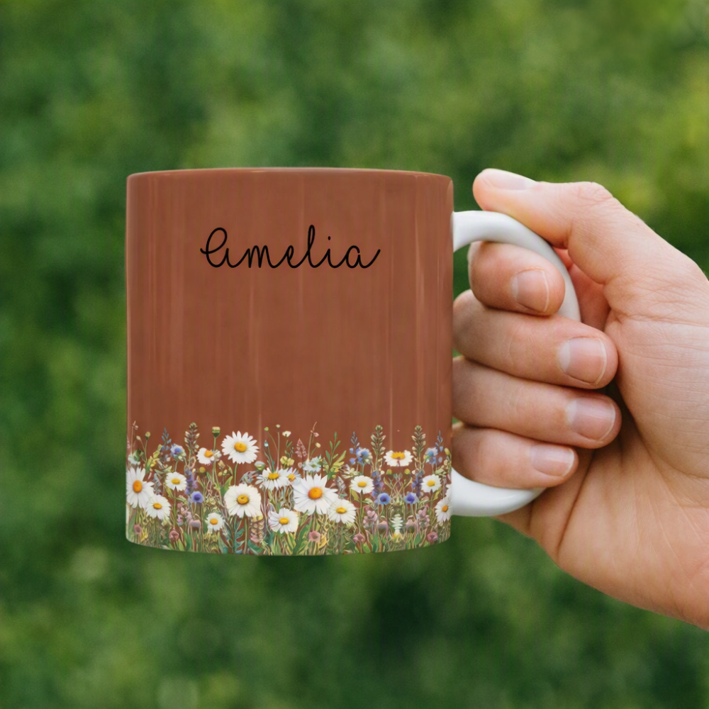 Custom Name and Birthflower Personalized Mug